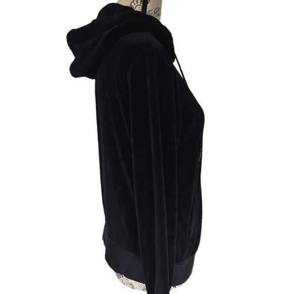 Juicy couture 2010's black full zip hoodie velour track jacket. Size XL - Picture 3 of 11